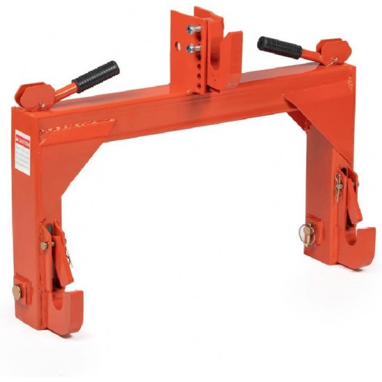 3 Point Quick Hitch Adaption to Category 1 Tractors, 3000 LB Lifting Capacity, 27.5 Between Lower Arms, 14.5 ~17.5 Level Adjustment, Orange Finish