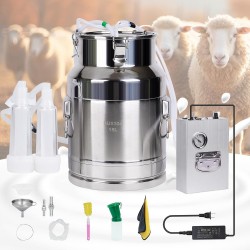 Electric Goat Milking Machine for Goat Milker 15L Pulsating Automatic Portable Goats Milking Machine Electric Plug-in Adjustable Powerful Pulsation Vacuum Milker Machine (15L for Goat)