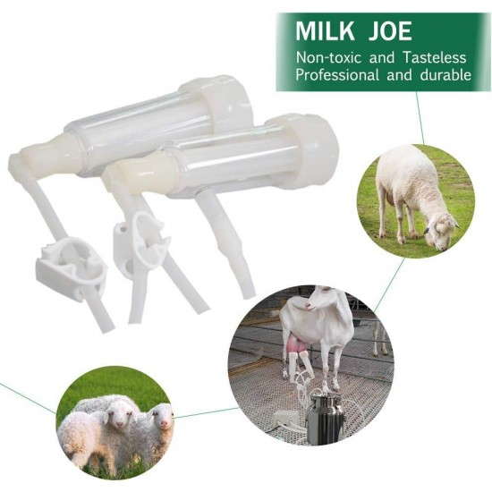 Milking Machine for Goats Cows, Pulsation Vacuum Pump Milker, Milking Supplies W/Stainless Steel Bucket, Portable Livestock Milking Equipment, Automatic Stop Device