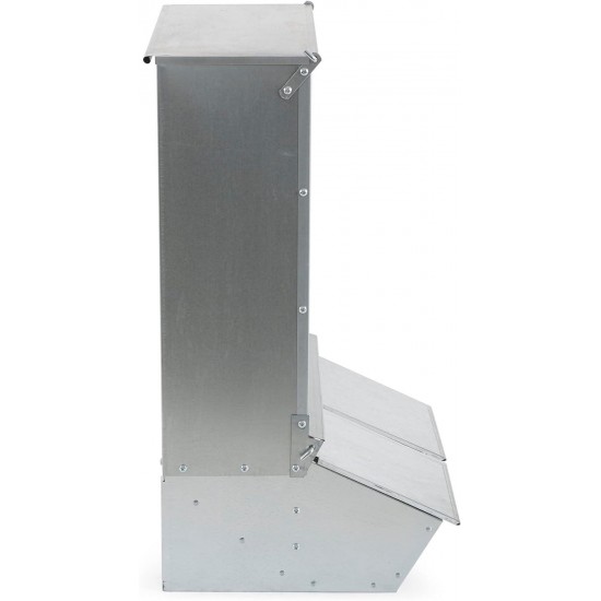 2 Door Heavy Duty Galvanized Steel Alloy Supplement Outdoor Hog Feeder with  Acting Doors for 8 Full Grown Hogs and Pigs