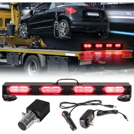 23.6 Wireless Tow Trailer Light Bar LED with 4-Pin Round Transmitter Powerful Magnetic Base for Truck Roadblock Cars Battery Brake/Turn Signal Emergency Tow Light Bar