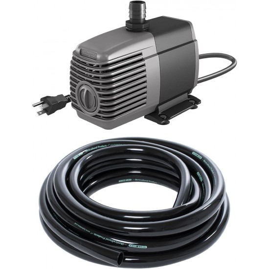 Active Aqua AAPW1000 1000 GPH Submersible Pond Water Pump for Hydroponic System and 0.75-Inch ID Black 25-Foot Vinyl Irrigation Tubing