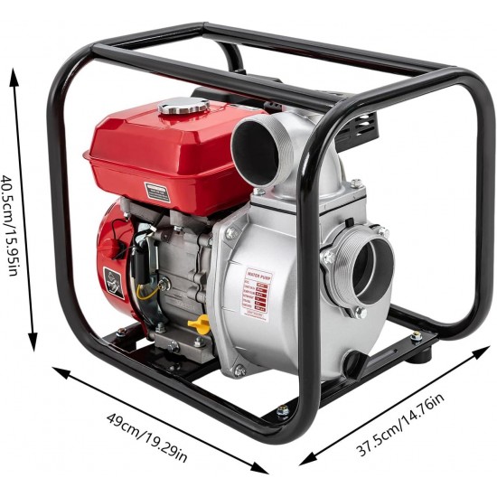 3inch Gasoline Engine Water Pump,7.5 HP 4-Stroke 212cc Gas Powered Trash Water Transfer Pump Garden Farm Irrigation Petrol Pump,Portable High Pressure with 24.61 ft Hose for Irrigation Pool