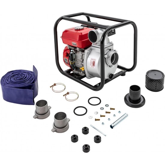 3inch Gasoline Engine Water Pump 7.5 HP 4-Stroke Gas Powered Trash Water Transfer Pump 212CC Portable High Pressure Garden Greenhouse Irrigation Petrol Pump w/24.61 ft Hose (3Inch 212CC)