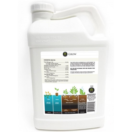 Grow Natural Based Liquid Fertilizer, 2.5-Gallon