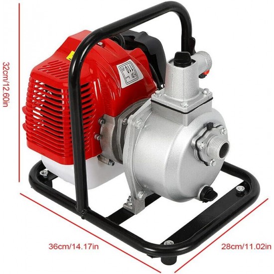 Gasoline Water Pump Water Transfer Pump, 2-Stroke 1.7HP 43CC, Gas Powered High Pressure for Irrigation Gardening Landscaping Lawn Irrigation Pool