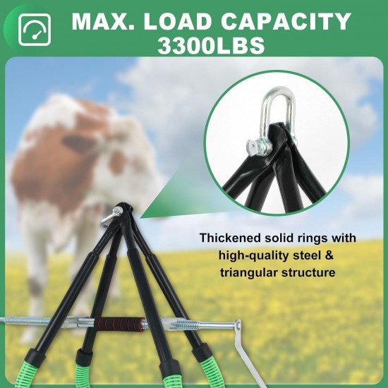 Cow Hip Lift Cow Hip clamp, 2204LBS Adjustable Farm Cow Hip Clamp for Milking Birthing Lame, Cow Stand Support Stand Up Assist Device for Dystocia Severe Typhoid Fever Fallen Postpartum Aid