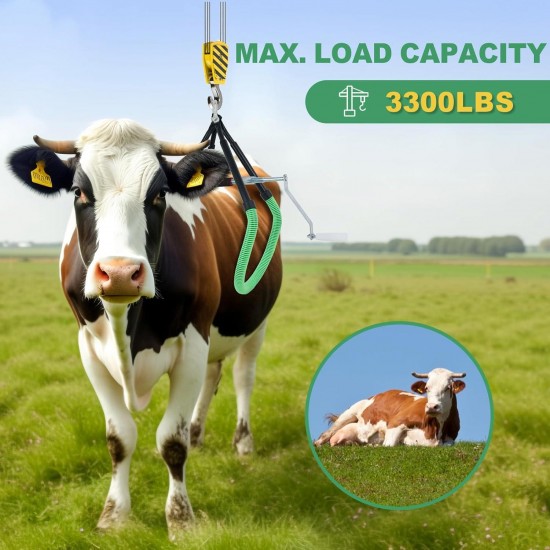 Cow Hip Lift Cow Hip clamp, 2204LBS Adjustable Farm Cow Hip Clamp for Milking Birthing Lame, Cow Stand Support Stand Up Assist Device for Dystocia Severe Typhoid Fever Fallen Postpartum Aid