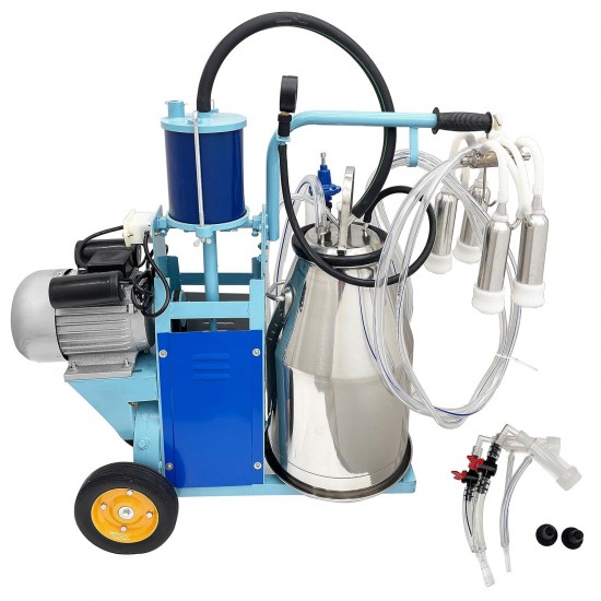 Electric Milking Machine 25L, 1440 RPM 10-12 Cows Per Hour Milker Machine, Milking Equipment with 304 Stainless Steel Bucket, Single Cow Milking Machine, Bucket Milker for Cows Goats Sheep