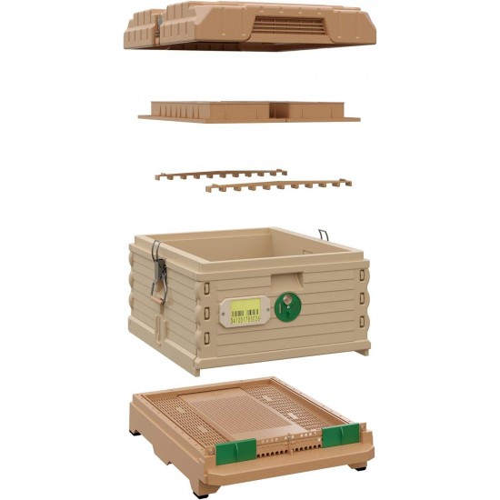 Ergo Insulated Bee Hive Set [NO Frames Included] (Single Deep, Tan Body Green Entrance)