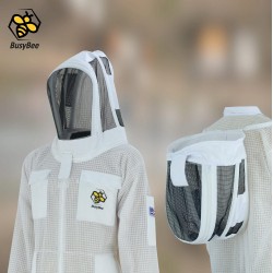 Sting Proof Bee Suit, 3 Layer Bee Keeper Suit for Men, Premium White Fabric Mesh Beekeeper Suit, Professional Bee Suits for Men Sting Proof, Unisex Hornet Suit with Gloves Large