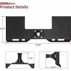 3/8 Skid Steer Mount Plate with 2 Removable Trailer Hitch Receiver, Thick Skid Steer Plate Attachment, Universal Skid Loader Tractor Quick Attach Plate, Removable, Black