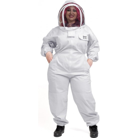 U74P Plus Natural Cotton Beekeeper Suit with Fencing Veil, XXXL, White