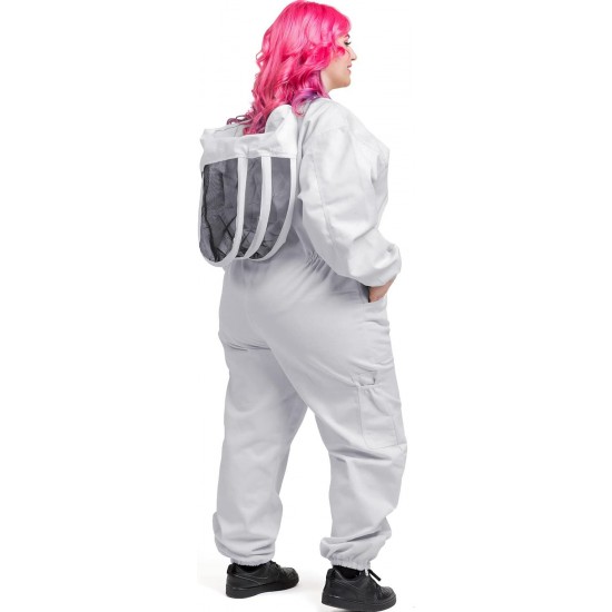 U74P Plus Natural Cotton Beekeeper Suit with Fencing Veil, XXXL, White