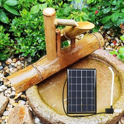 Outdoor Water Fountain Solar Powered, Zen Bamboo Fountain with Pump & 6w Solar Panel & Water Filter & 2m Water Tube, for Lawn Garden Backyard,20