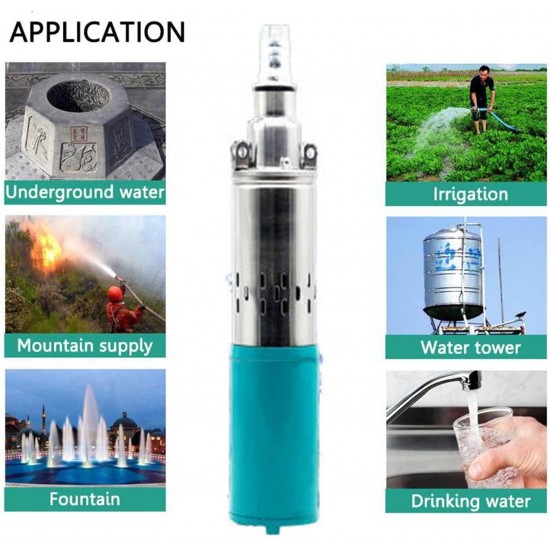 Mini Power Small Pump (Lift 30m-45m) (Flow 20L/min) DC Solar Water Pump Deep Well Pump 200W Screw Submersible Pump Irrigation Garden Home Agricultural (Voltage : 12V 30m)