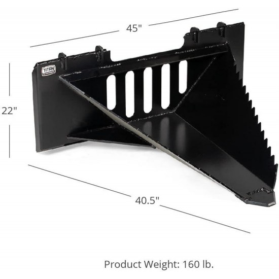 Economy Series Stump Bucket Tree Scoop V2, Universal Skid Steer Quick Tach, HD Serrated Leading Edge, Ideal for Ripping Roots & Removing Smaller Tree Stumps, Light Construction