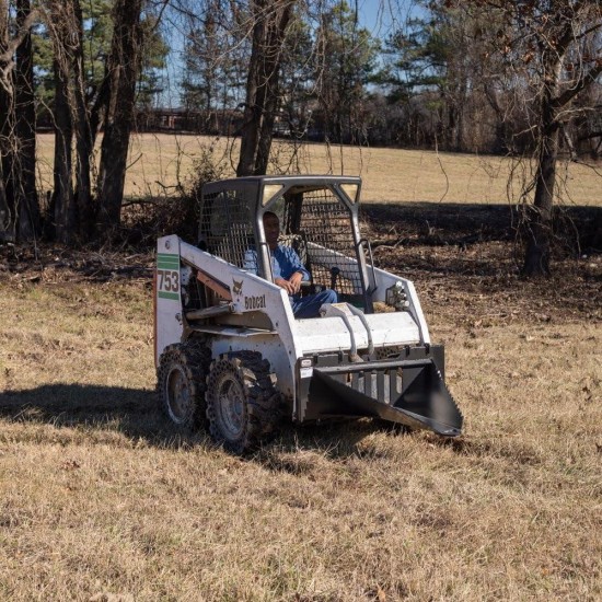 Economy Series Stump Bucket Tree Scoop V2, Universal Skid Steer Quick Tach, HD Serrated Leading Edge, Ideal for Ripping Roots & Removing Smaller Tree Stumps, Light Construction