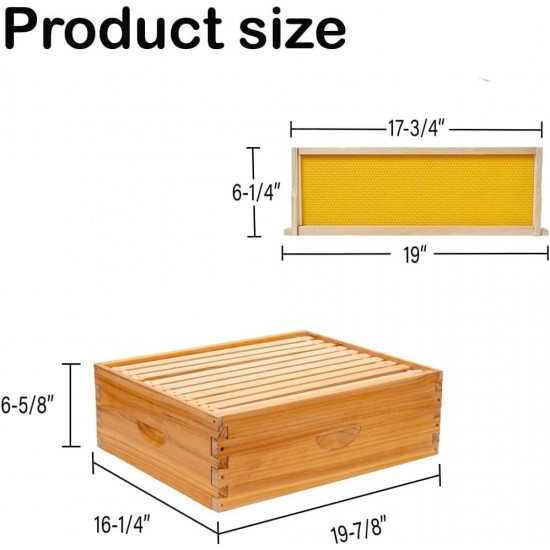 10 Frame Bee Hive, Beeswax Coated Beehive Include 2 Deep Bee Boxes and 1 Medium Bee Box with Beehive Frames and Foundation.