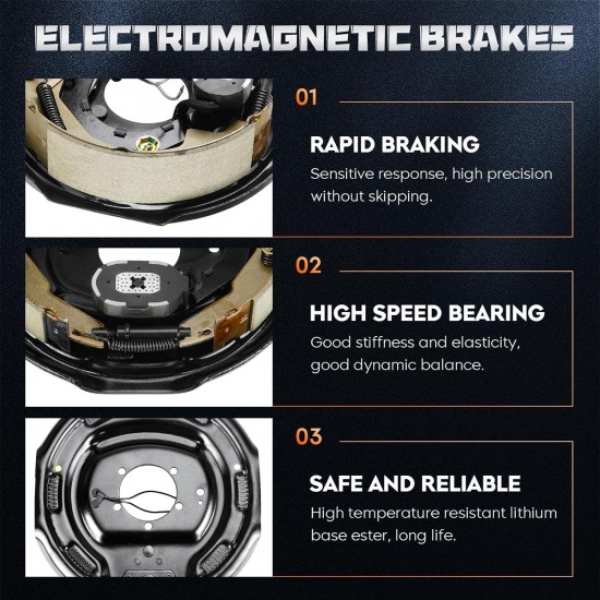 10 x 2-1/4 Trailer Electric Brake Assembly (2 Right Hand+ 2 Left Hand), for 3,500 lbs to 4,000 lbs Trailer Axles Electric Brakes Kit. 2 Pairs