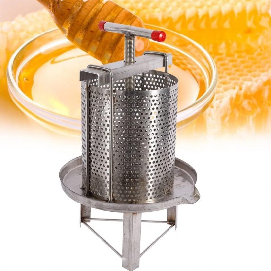 Manual Honey Press Extractor, Stainless Steel Honey Press Stainless Mesh Honey Strainer Spinner Press Beekeeping Supplies