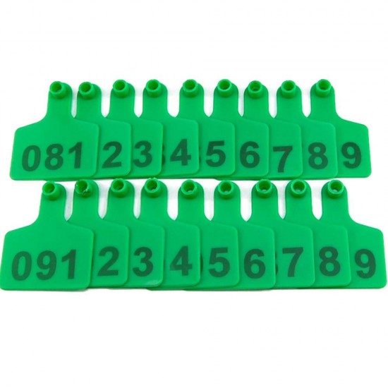 1000 Sets Livestock Identification Ear Tags for Cattle Cow Calves Bull Numbered Plastic Animal TPU Earring Poultry Ear Tagger(Green) with 1 pcs Pliers Applicator