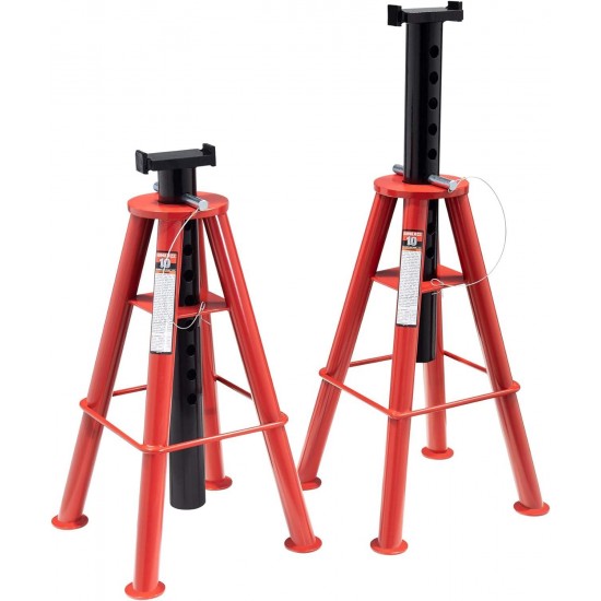 Sunex 1410 10-Ton, High Height, Pin Type, Jack Stands, Pair & 1210 10-Ton Low Height Pin Type Jack Stands, Pair