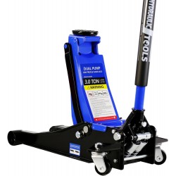 3 Ton Low Profile Floor Jack Capacity 6600 lbs with Dual Piston,Steady Steel Quick Lift Pump 3.3-18.5 Lifting Range Height,Black+Blue