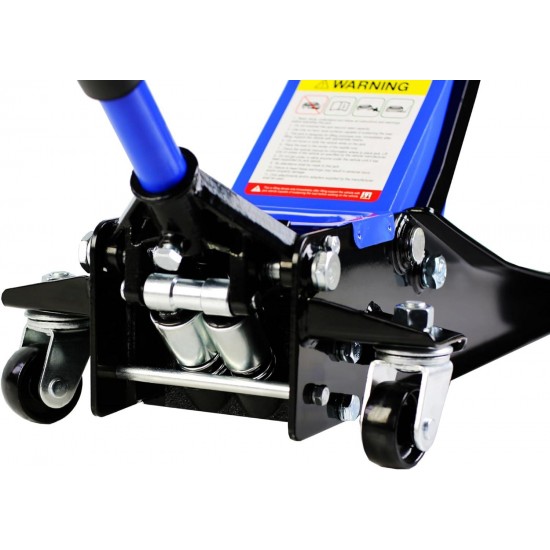 3 Ton Low Profile Floor Jack Capacity 6600 lbs with Dual Piston,Steady Steel Quick Lift Pump 3.3-18.5 Lifting Range Height,Black+Blue