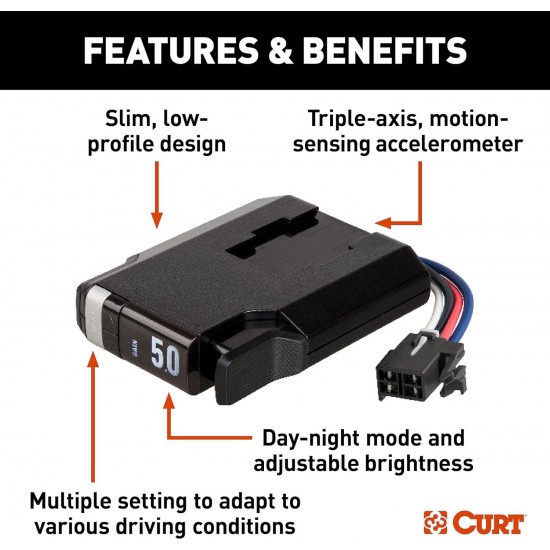 51146 TriFlex NEXT Proportional Inertia Electric Trailer Brake Controller, Fully Adjustable, Low Profile, 2-4 Axles, Plug-and-Play