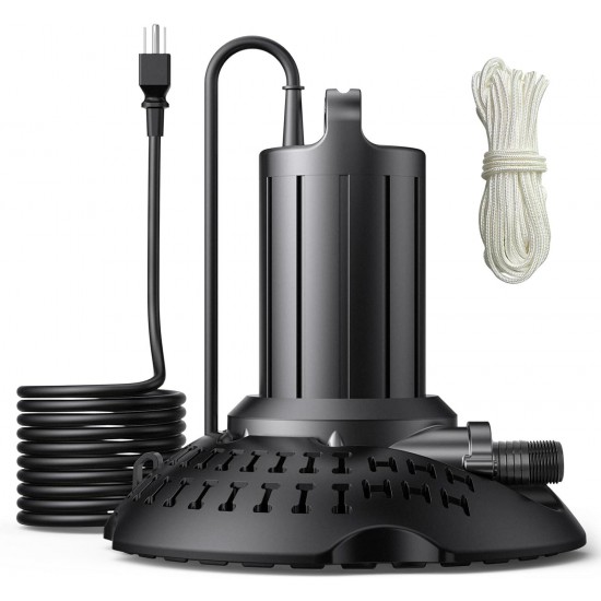 2500GPH Pool Cover Pump Automatic On Off, Submersible Water Pump for Pool Draining, 1/3 HP Pool Water Removal Pump with 25.3FT Power Cord for Swimming Pool, Hot Tubs, Rooftops, Water Beds