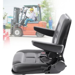 Universal Fold Down Forklift Seat, Forklift Seat with Adjustable Angle Back,Armrest & Safety Belt for Tractor,Excavator Skid Loader Backhoe Dozer Telehandler