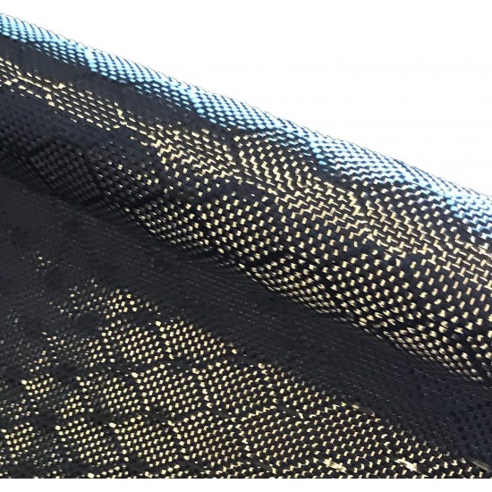 in x 10 FT - Bee Hive - Carbon Fiber FABRIC-2x2 Twill WEAVE-3K - 220g - Black Matrix Weave