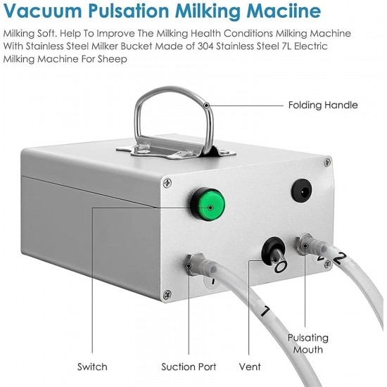 Cow Milking Machine Cow Goat Milking Machine, Pulsation Vacuum Pump Milker, Automatic Portable Livestock Milking Equipment (7L/14L,for Goat) (Color : 14L, Size : for Goat)