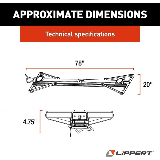 Lippert PSX1 High-Speed RV Power Stabilizer Jack System, Black Waterproof Switch Kit, Automatic Adjustment, Heavy-Gauge Powder-Coated Steel Frame, Up to 30 Extension - 298707