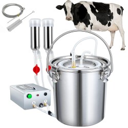 Goat Cow Milking Machine (4 Gifts),Pulsation Vacuum Pump Goat Milker,Food-Grade Automatic Milking Machine for Goats Jerseys,Nigerian Dwarfs,Nubian Mix,US Standard