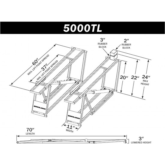 5000tl Bundle 5,000lb Portable Car Lift with 110V Power Unit