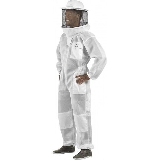 U83 Ultralight Beekeeper Suit with Round Veil, XL, Silver White