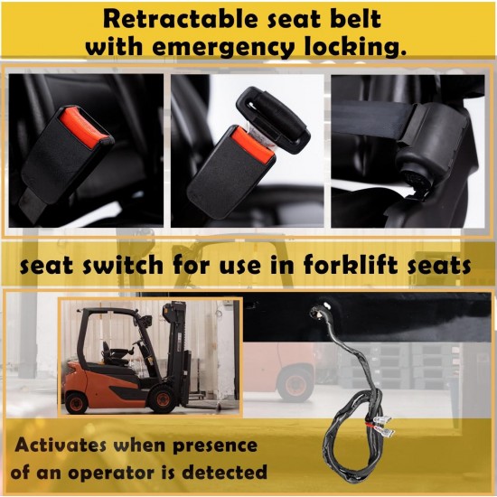 Universal Forklift Seat,Tractor Seat,with Micro Switch,Armrest and Safety Belt,for Tractor,Mower,Skid Loader,Telehandler,Backhoe,Excavator Dozer