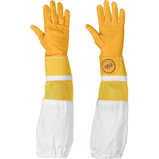 Ventilated Beekeeping Suit with Round Veil and Cowhide Gloves (XX-Large)