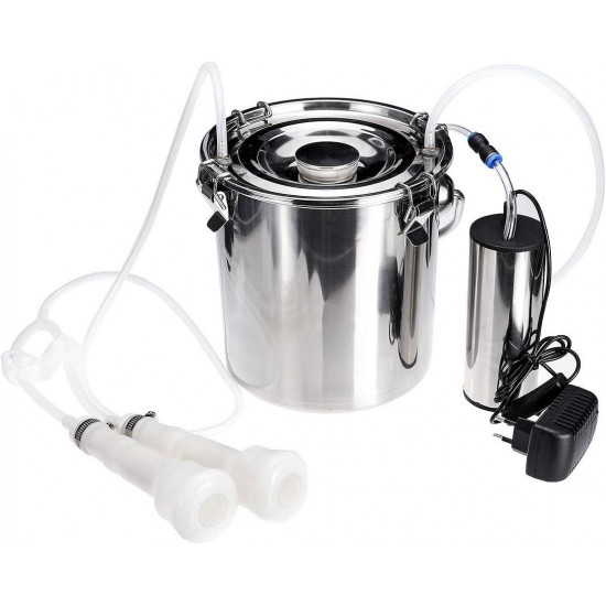 Electric Milking Machine Sevenmore 5L Electric Milking Machine Stainless Steel Cow Goat Sheep Bucket Suction Milker Vacuum Pump Household