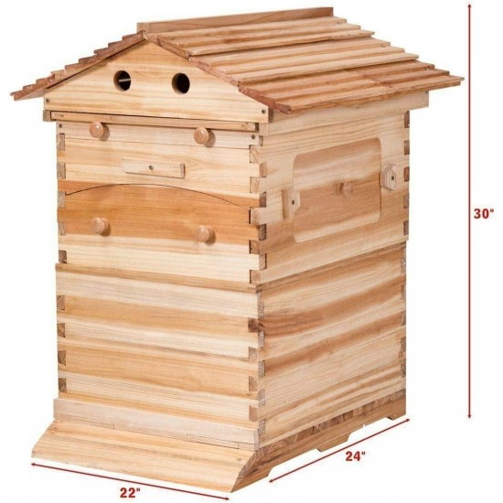 Bee Hives Wooden Beehive Kit Automatic Box with 7 Pieces Frames Auto Honey House for Beginning and Professional Beekeepers