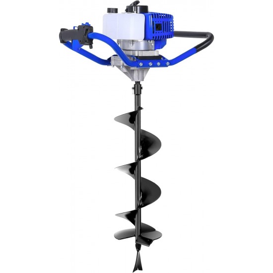 Post Hole Digger Gas Powered, 52cc 2.4 HP 2 Stroke Engine Earth Auger with 8 Drill Bit, EPA Compliant Post Hole Auger