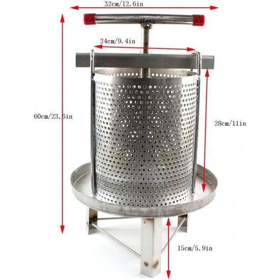 Manual Honey Press Extractor Household Stainless Steel Honey Press Wax for Beekeeping Agriculture Beekeeping Tool(Dia9.4inch)