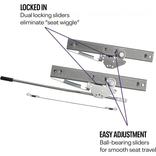 Universal Seat Mounting Frame & Sliders: Tubular Steel, 7 Height, Dual-Lock Ball Bearing Sliders for Early Cars & Trucks, Easy Adjustments, Excludes Vehicle Fasteners, Sold as Pair