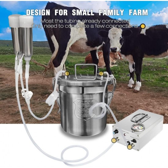 Adjustable Pulsating Battery Vacuum Pump with Pressure Gauge Compatible with Hantop Cow/Goat Milker