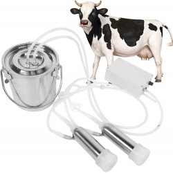 Electric Milking Machine,3L Portable Automatic Electric Vacuum Pulsation Suction Pump Milker Machine Stainless Steel Food Grade Bucket Milking Device for Farm Household Cow Livestock(US)