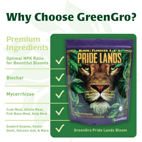 Pride Lands Premium Organic Bloom Fertilizer with NO Fillers, Bigger Buds, Flowers, Brighter Plants with Our Complete Bloom Nutrients, Recharge Soil and Boost Growth with Optimal Blend of NPK, 35 lb