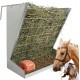 Solution4Patio Galvanized Steel Livestock Hanging 2 in 1 Hay & Grain Feeder, Heavy-Duty Large Capacity Feeder W/Adjustable Hooks for Different Stall, Corral, Hay Feeder for Goats, Sheep, Horse