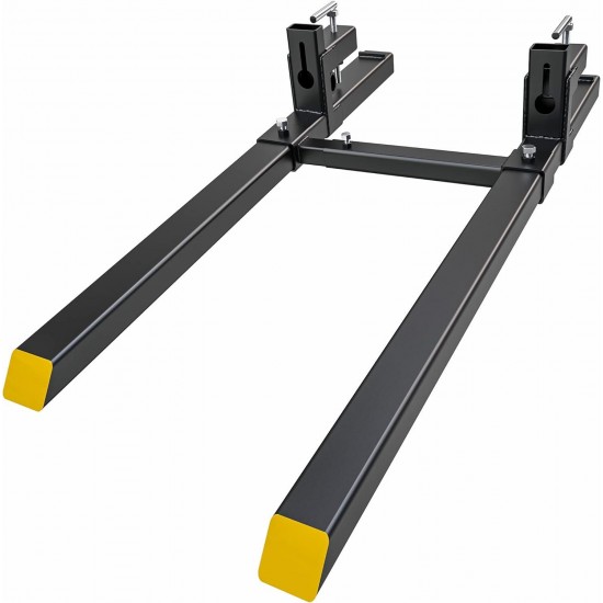 60 2000lbs Clamp on Pallet Forks Heavy Duty Tractor Forks with Adjustable Stabilizer Bar Tractor Bucket Forks for Tractor Attachments, Skid Steer, Loader Bucket